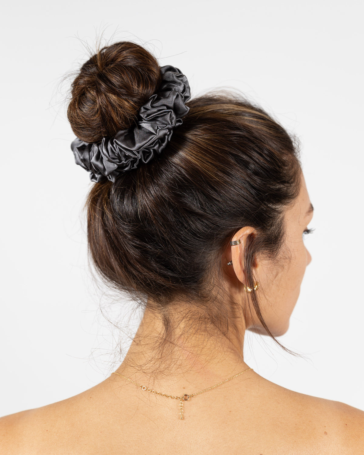 Scrunchy 100% Mulberry Silk - Charcoal