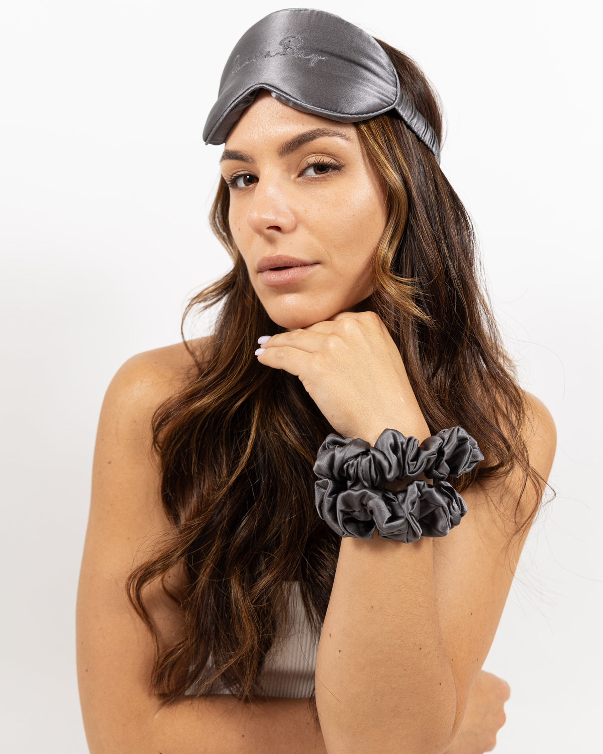 Scrunchy 100% Mulberry Silk - Charcoal