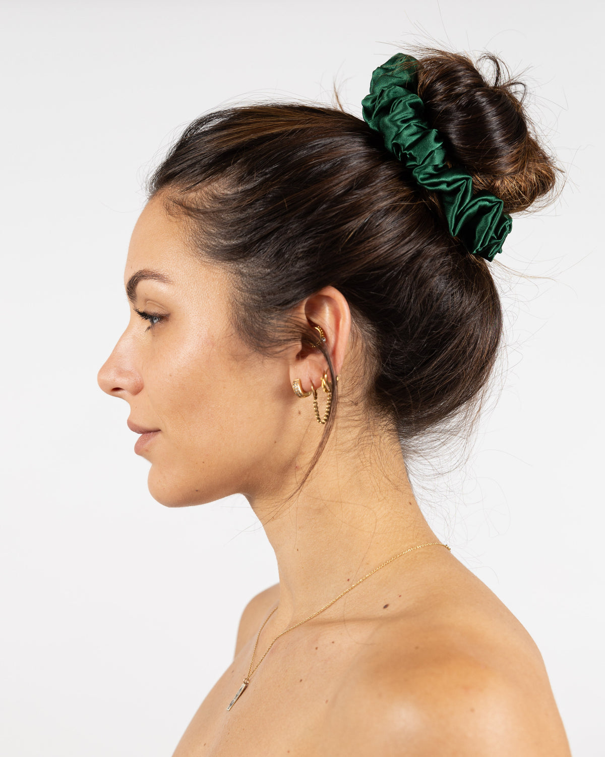 Scrunchy 100% Mulberry Silk - Pine Green
