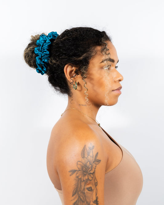 Scrunchy 100% Mulberry Silk - Tibetan Blue