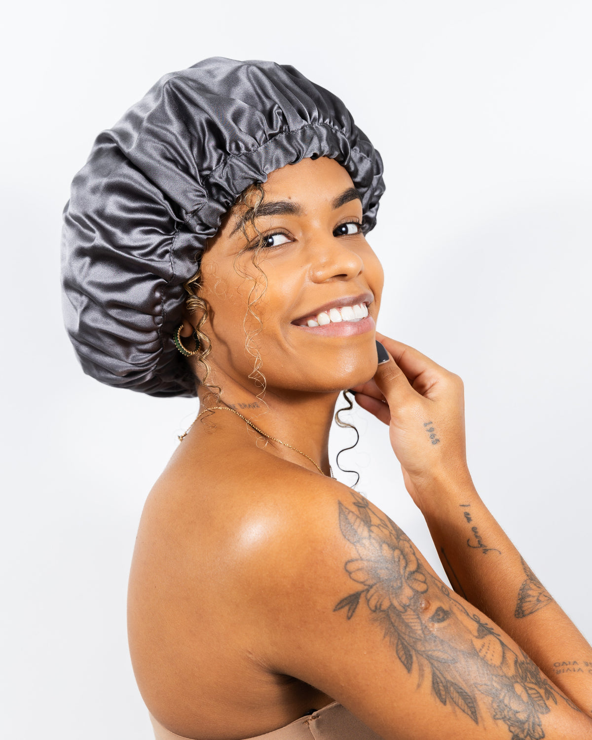Bonnet 100% Mulberry Silk - Charcoal
